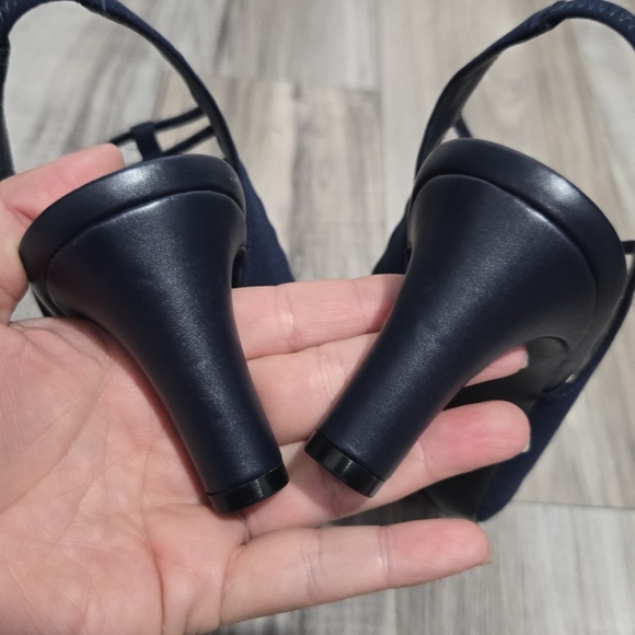 East 5th Womens Neville Round Peep Toe Block Heel Pumps New Sz 10 No Box Blue - Picture 5 of 13